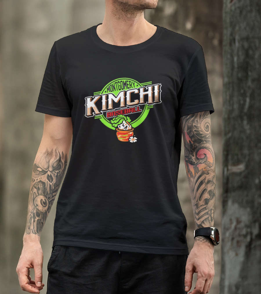 Montgomery Kimchi Baseball Korean Pickle Bowl Green Circle T-Shirt