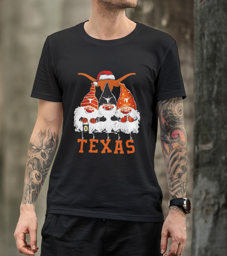 Texas Longhorns Christmas Gnomes Festive Decor T-Shirt