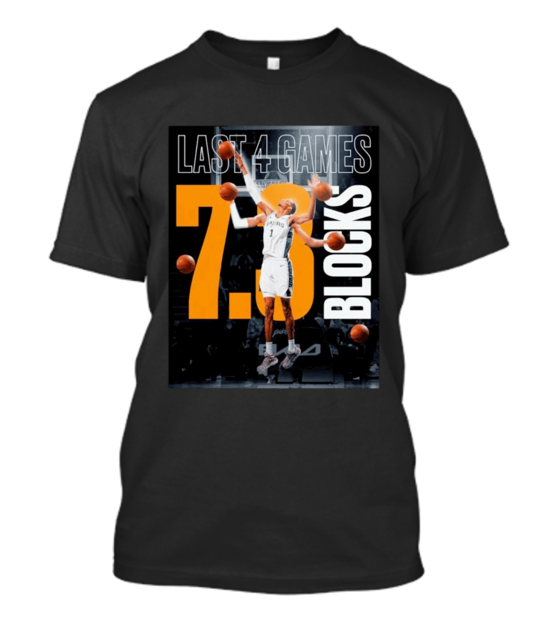 Victor Wembanyama Spurs Last 4 Games 7.3 Blocks Performance T-Shirt