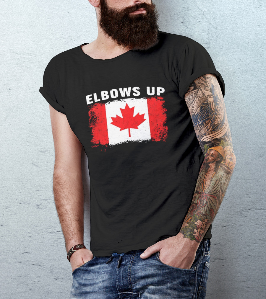 Elbows Up Canada Flag Maple Leaf T-Shirt