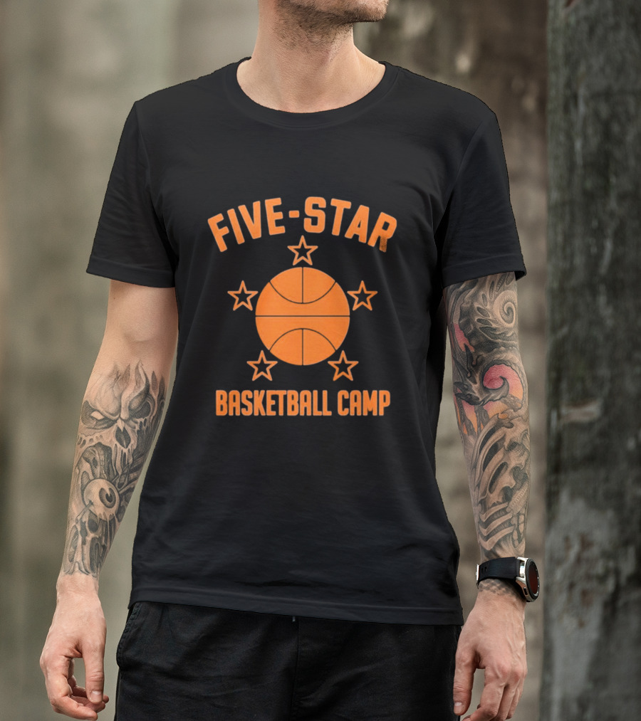 Five Star Basketball Camp Iconic Orange Basketball And Stars T-Shirt