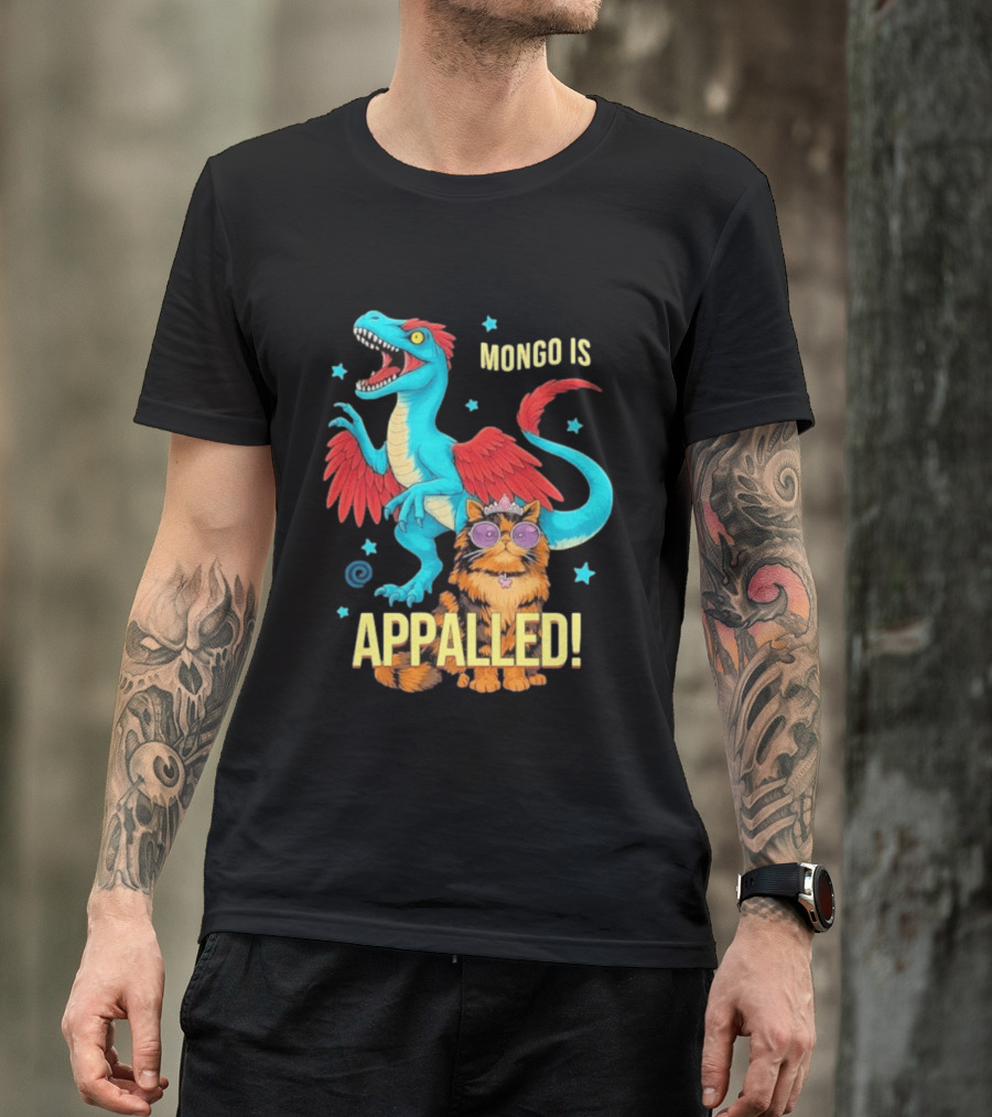 Mongo Is Appalled Princess Cat Riding Dinosaur With Stars T-Shirt