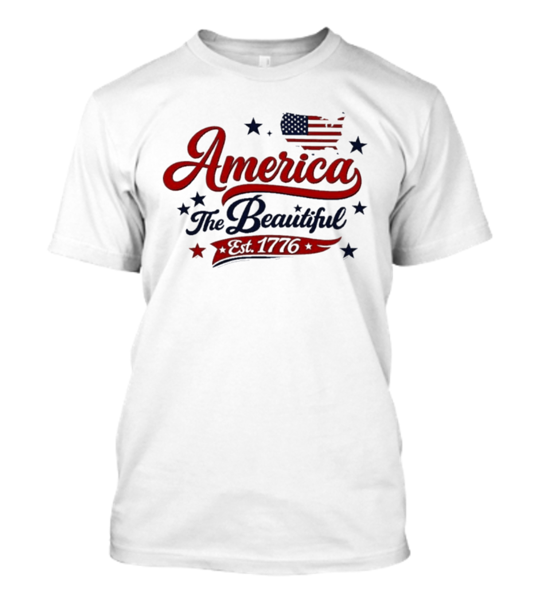 America The Beautiful Est 1776 Flag Stars Patriotic T-Shirt