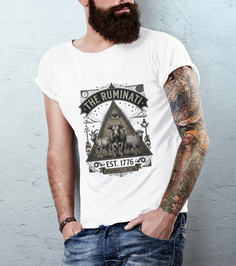 The Ruminati Est 1776 Messengers Of The Cud Eye Triangle Cow Sheep Goat T-Shirt