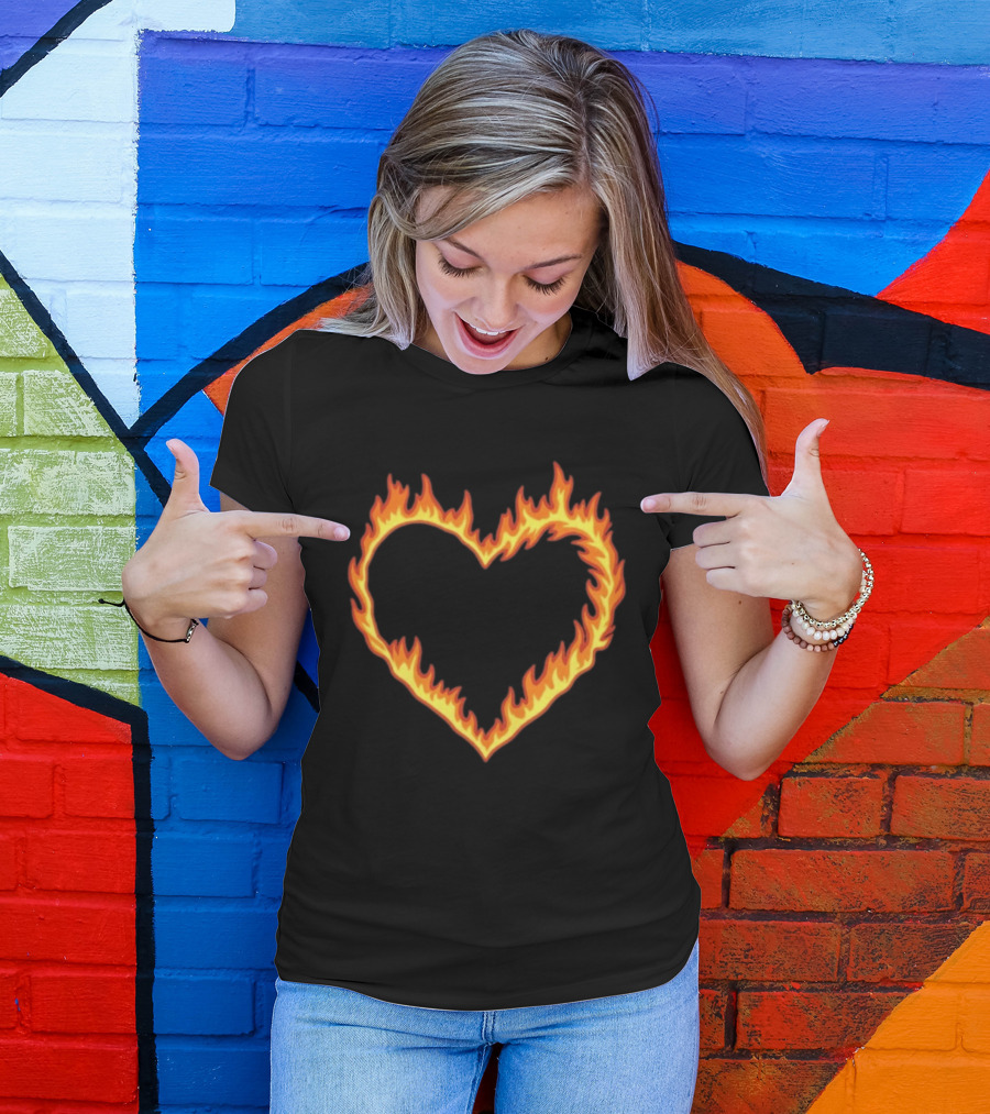 High Potential Morgan Croft Fire Heart Flame T-Shirt