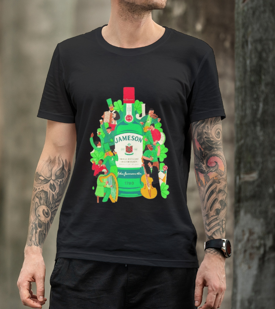 Jameson Triple Distilled Irish Whiskey 1780 St. Patrick's Day Celebration Bottle T-Shirt