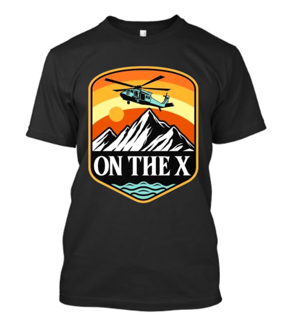 Otx Nation On The X Blackhawk Helicopter Mountain Sunset T-Shirt