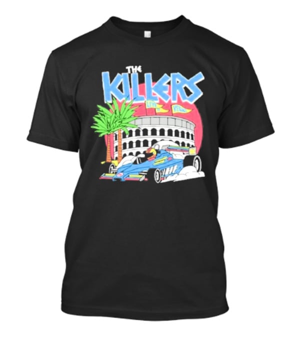 The Killers Hot Fuss Palm Trees Race Car Stadium Scene T-Shirt