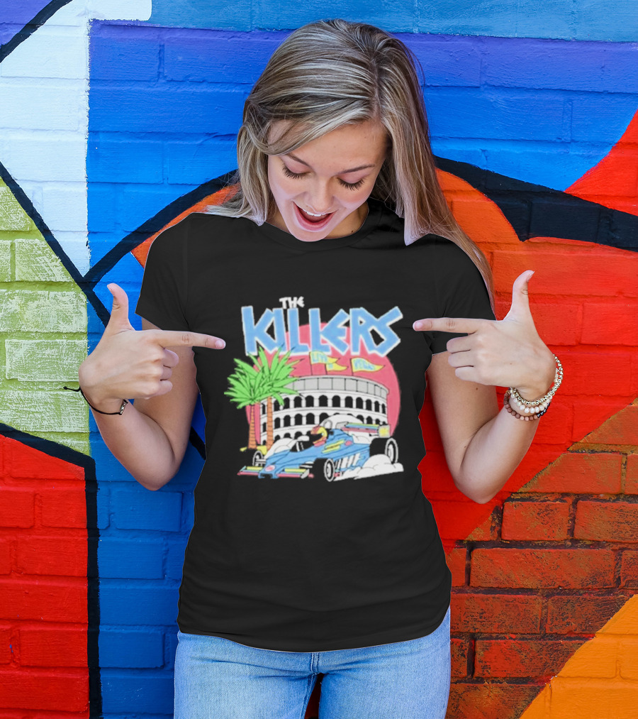 The Killers Hot Fuss Palm Trees Race Car Stadium Scene T-Shirt