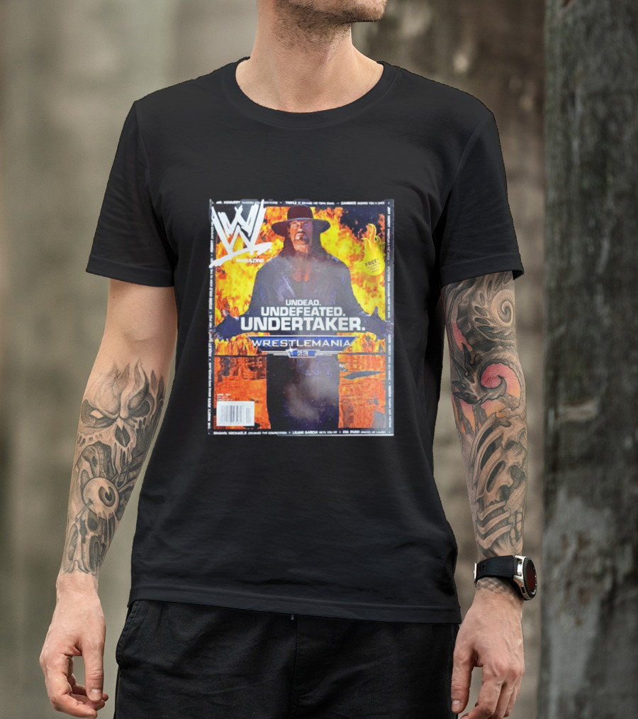 WWE Undead Undefeated Undertaker Wrestlemania 23 Magazine Cover T-Shirt