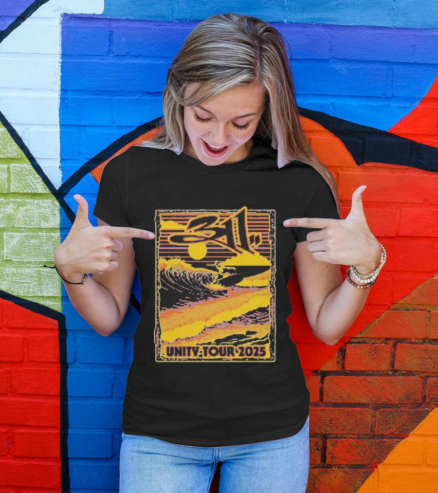 311 Unity Tour 2025 Surfer Wave Art With Sunset T-Shirt