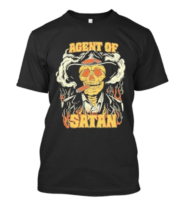Agent Of Satan Flaming Skull With Cigar T-Shirt