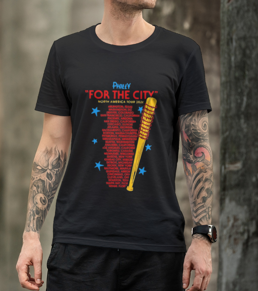 Philly For The City North America Tour 2026 Baseball Bat And Stars T-Shirt