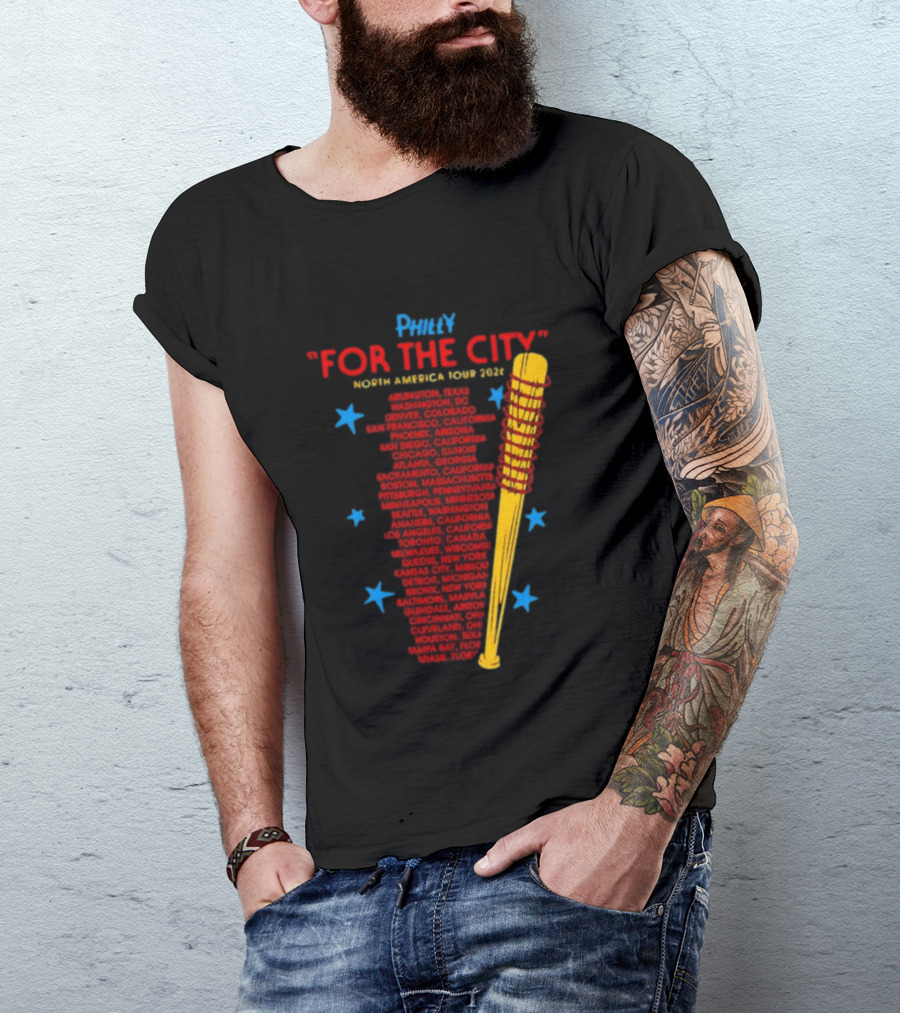 Philly For The City North America Tour 2026 Baseball Bat And Stars T-Shirt