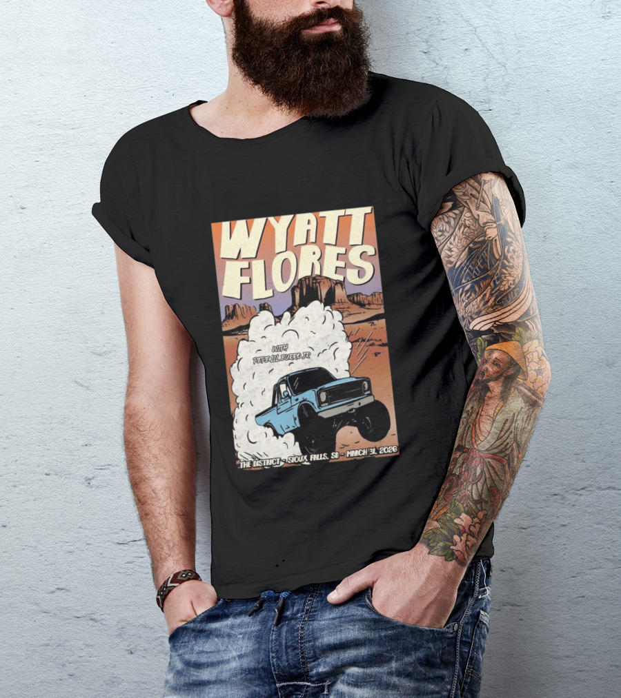 Wyatt Flores Sioux Falls Concert With Pepe El Burrio Jr March 31 2026 Desert Adventure T-Shirt