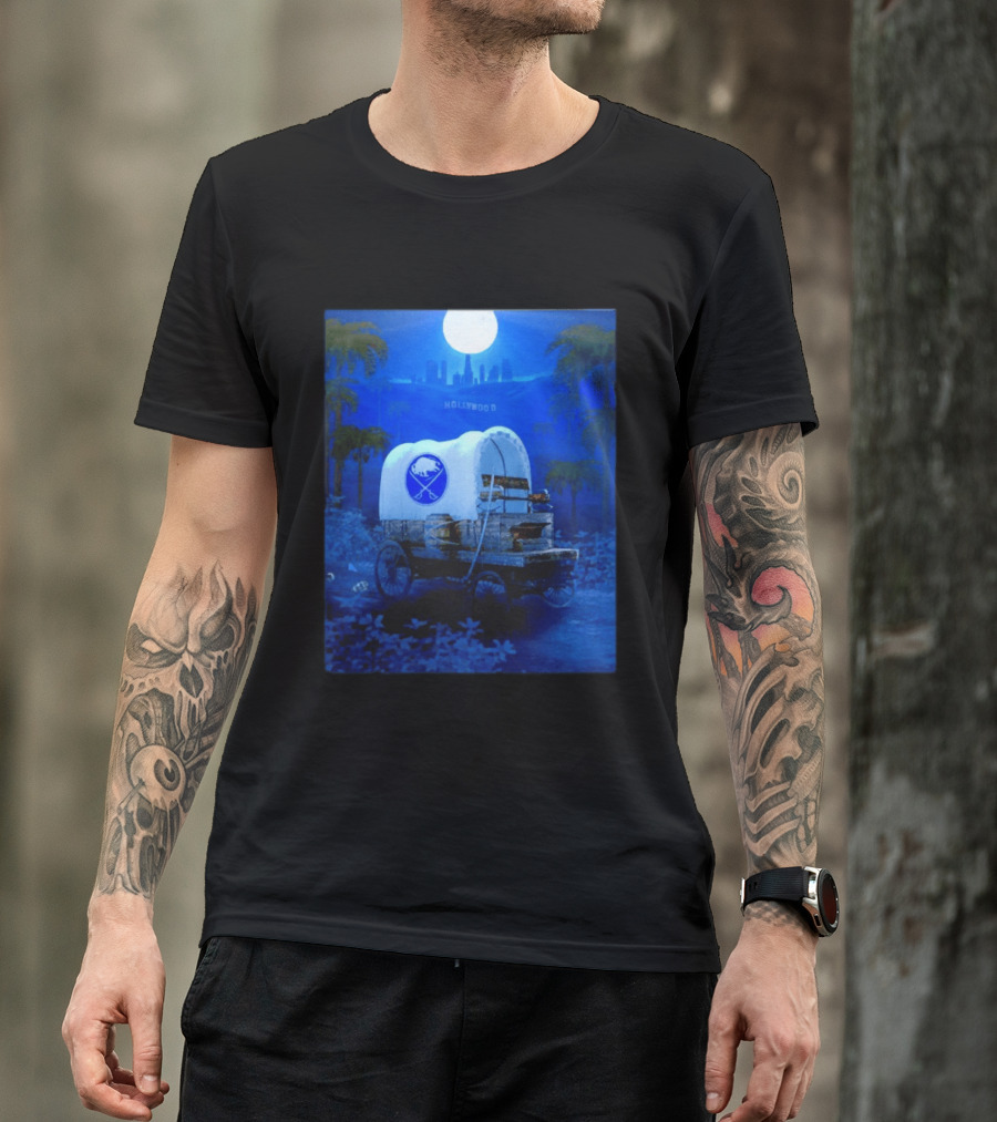 Buffalo Sabres Covered Wagon Hollywood Full Moon Scene T-Shirt
