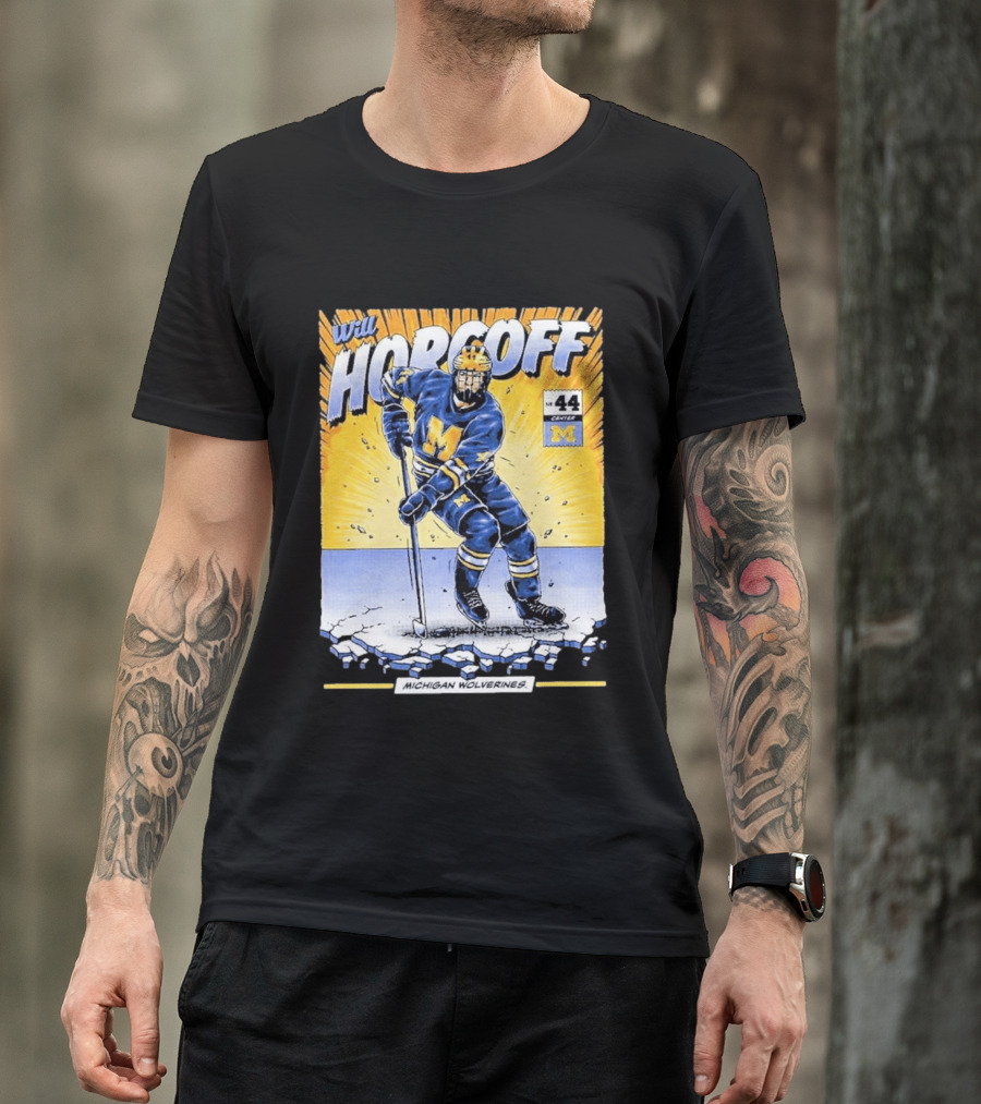 Michigan Wolverines Will Horcoff 44 Center Hockey Comic T-Shirt