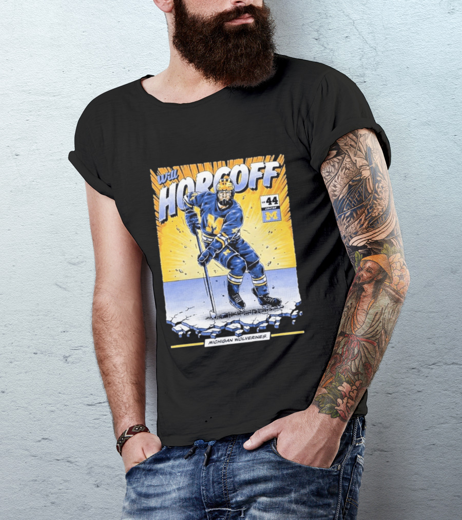 Michigan Wolverines Will Horcoff 44 Center Hockey Comic T-Shirt