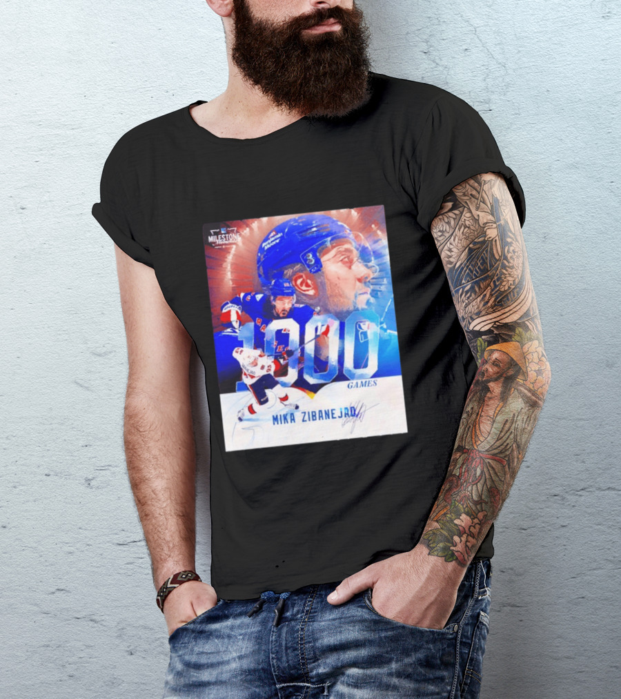 Mika Zibanejad New York Rangers 1000 Games Milestone NHL Career Celebration T-Shirt