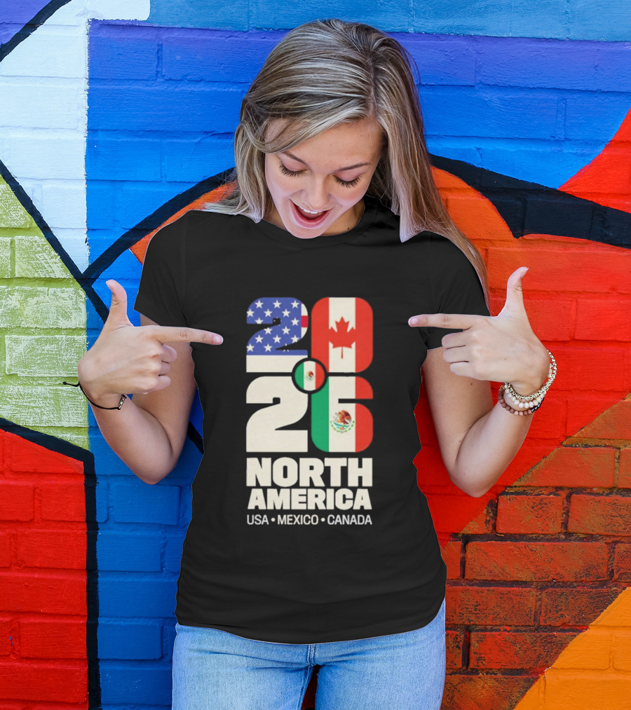 FIFA World Cup 2026 North America USA Mexico Canada Flags T-Shirt