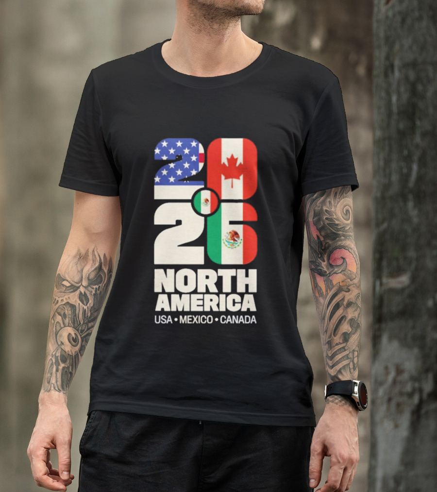 FIFA World Cup 2026 North America USA Mexico Canada Flags T-Shirt