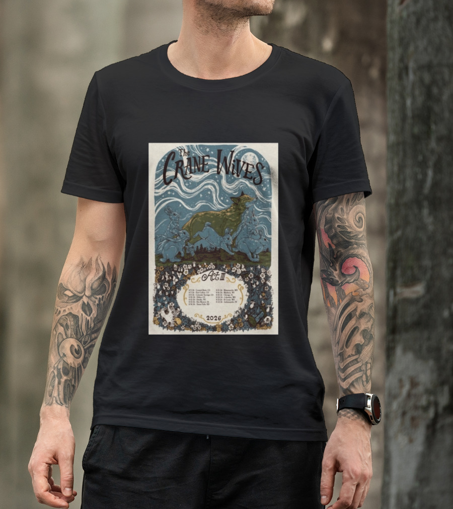 The Crane Wives Act III Concert Tour August 2026 Moonlit Forest Animals T-Shirt