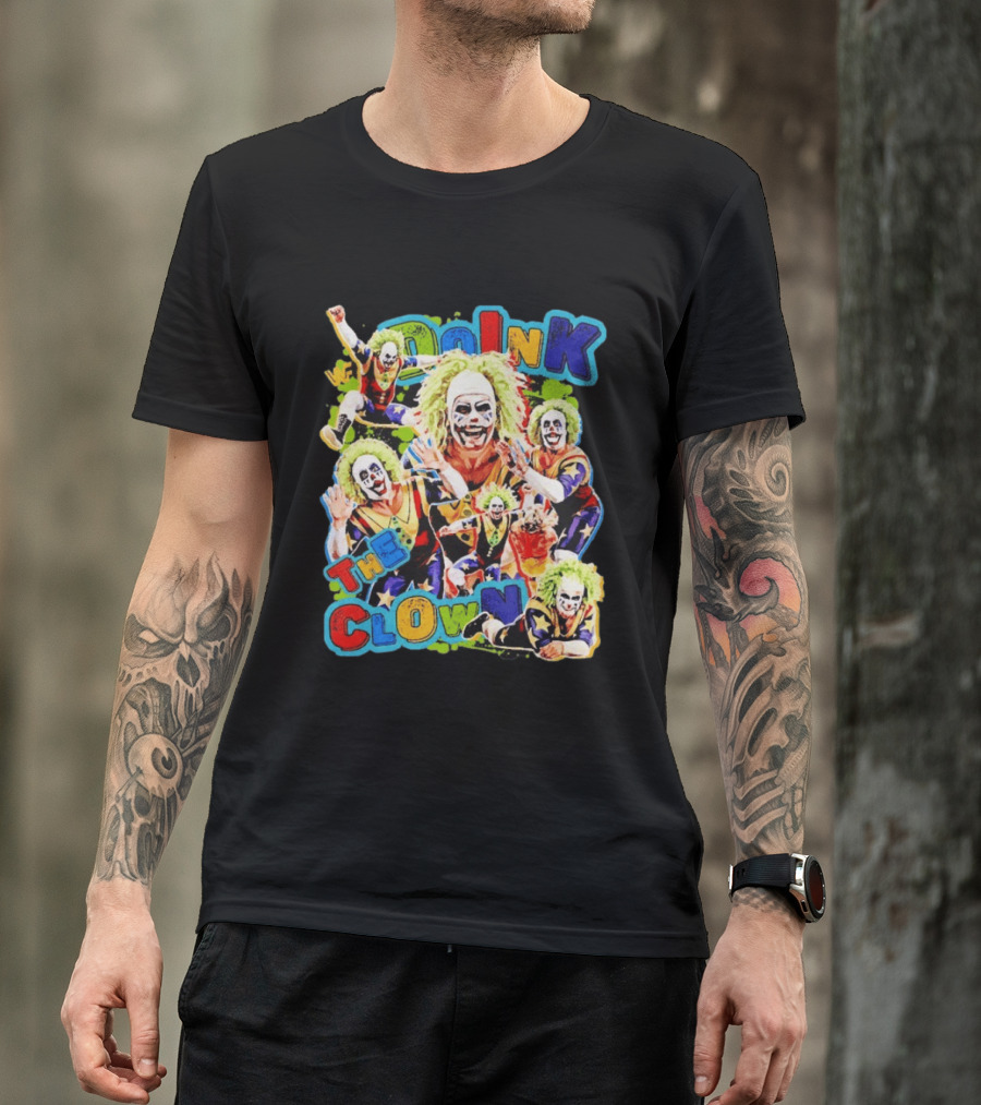 Doink The Clown WWE Wrestler Colorful Collage T-Shirt