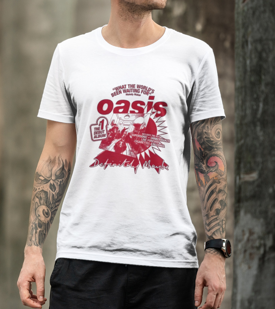 Oasis Definitely Maybe What The World's Been Waiting For Number 1 Debut Album T-Shirt