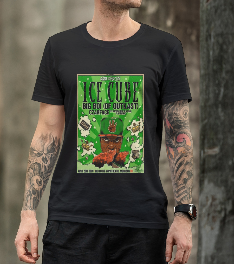 420 On The Rocks Ice Cube Big Boi Czarface Red Rocks Apr 20 2026 T-Shirt