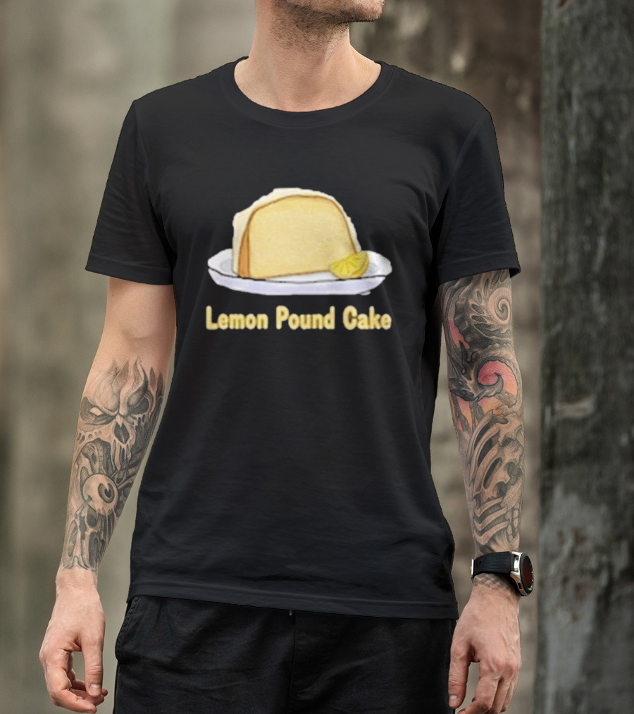 Lemon Pound Cake Slice On Plate With Lemon Wedge T-Shirt