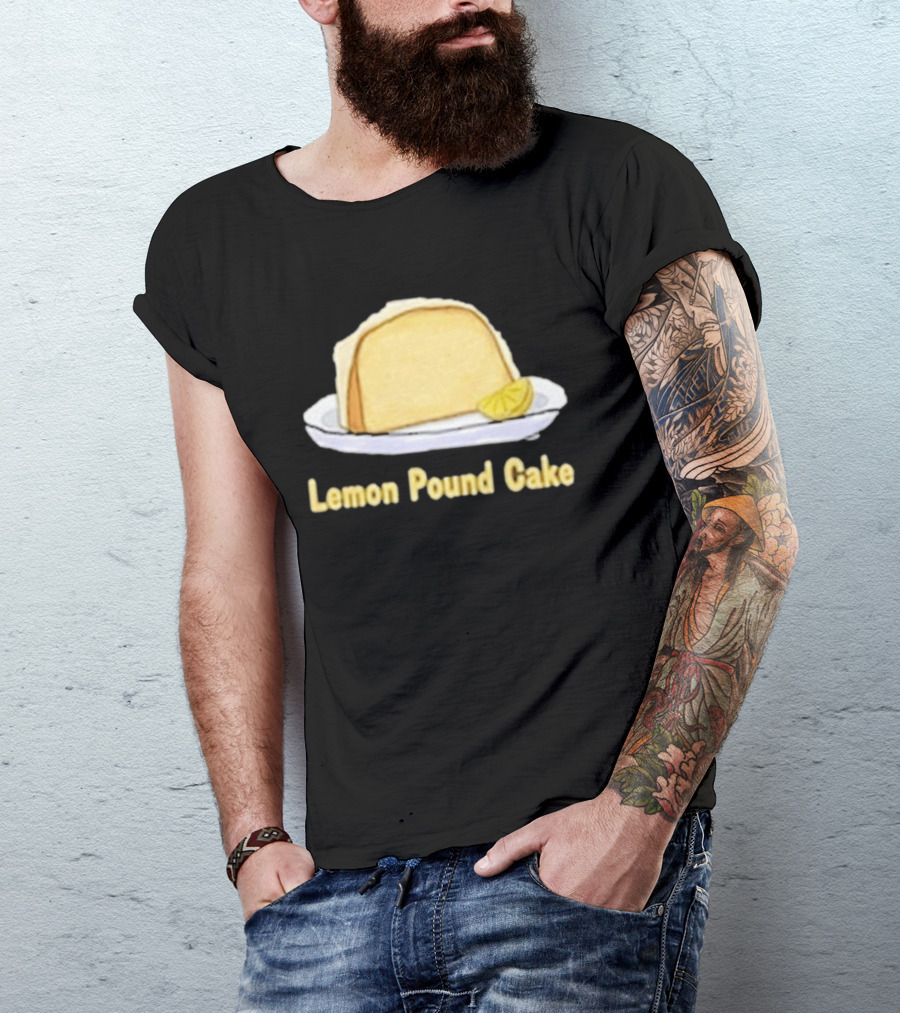 Lemon Pound Cake Slice On Plate With Lemon Wedge T-Shirt