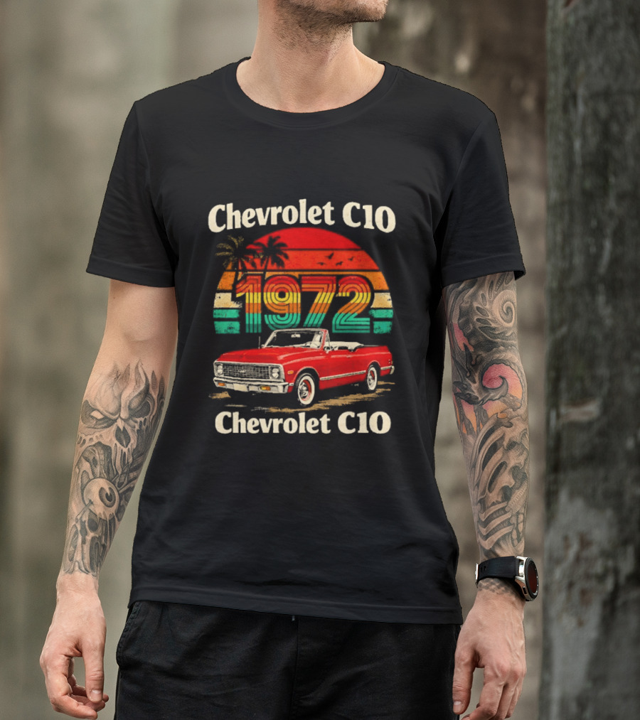Chevrolet C10 1972 Vintage Sunset Red Pickup T-Shirt