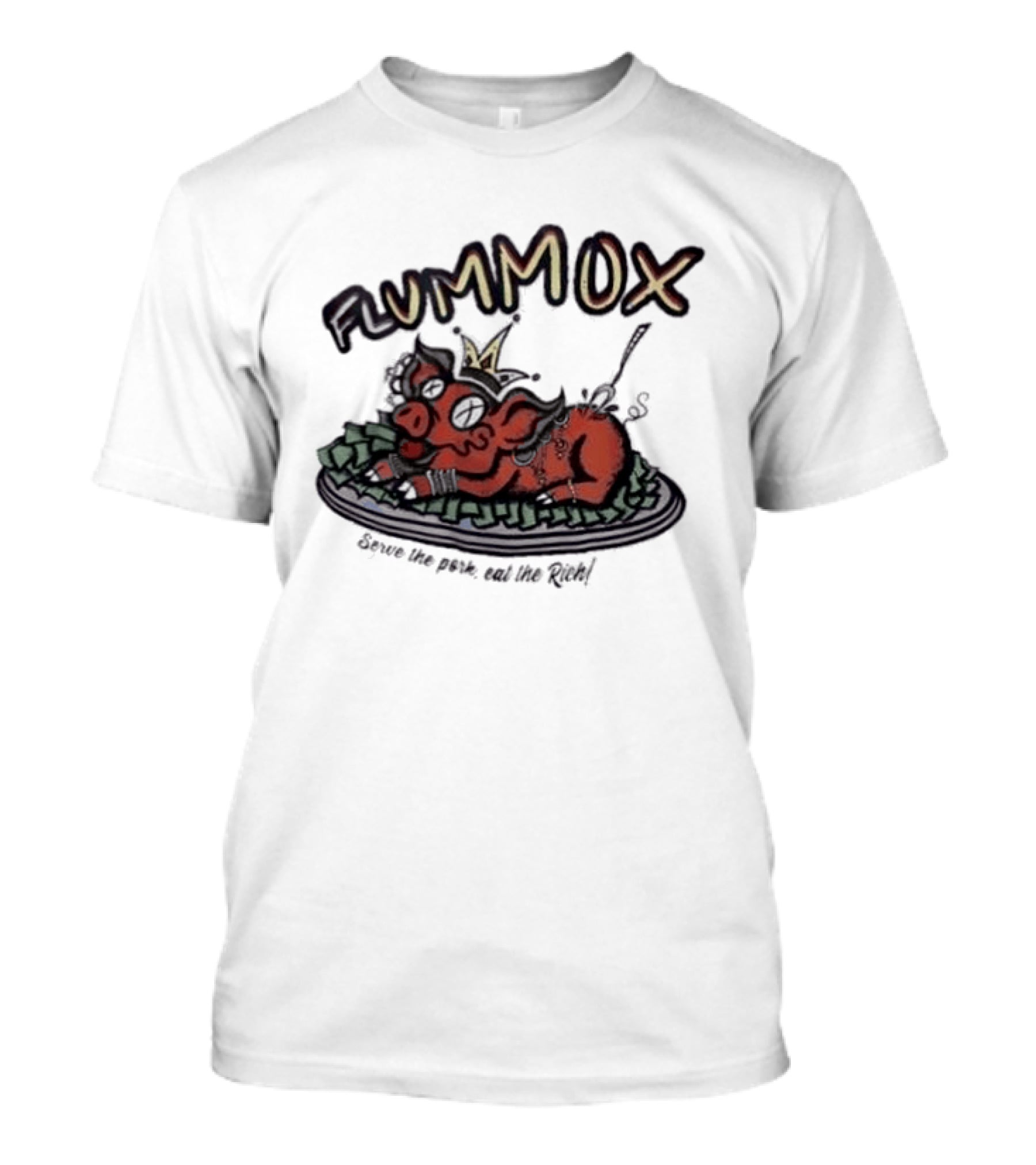 Flummox Serve The Pork Eat The Rich Pig With Money And Crown T-Shirt