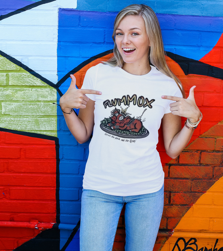 Flummox Serve The Pork Eat The Rich Pig With Money And Crown T-Shirt