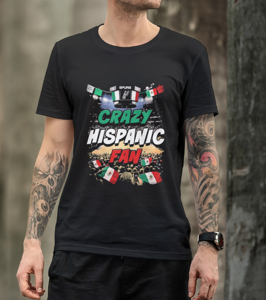 Splurs Crazy Hispanic Fan Mexican Flag Fists Flags T-Shirt