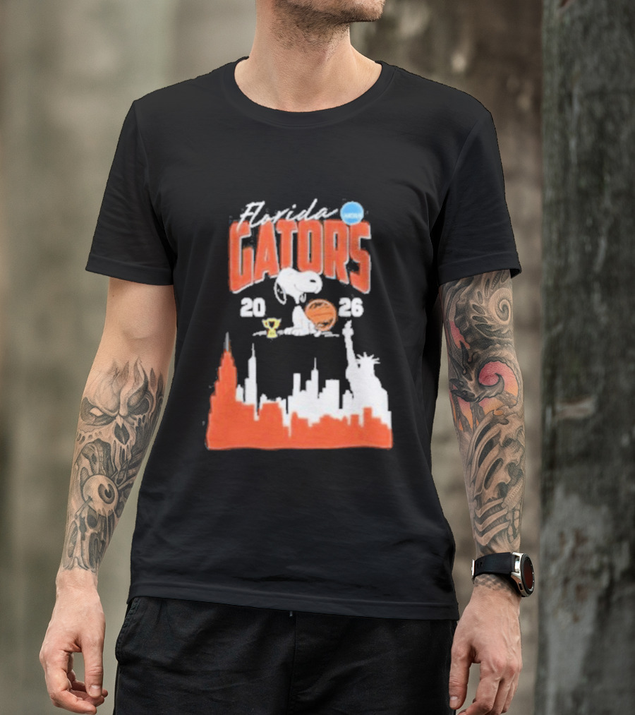 Florida Gators Snoopy Basketball 2026 NYC Skyline T-Shirt