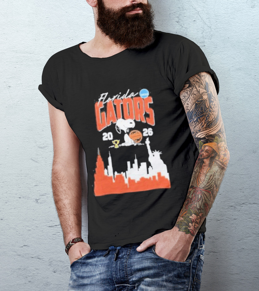 Florida Gators Snoopy Basketball 2026 NYC Skyline T-Shirt