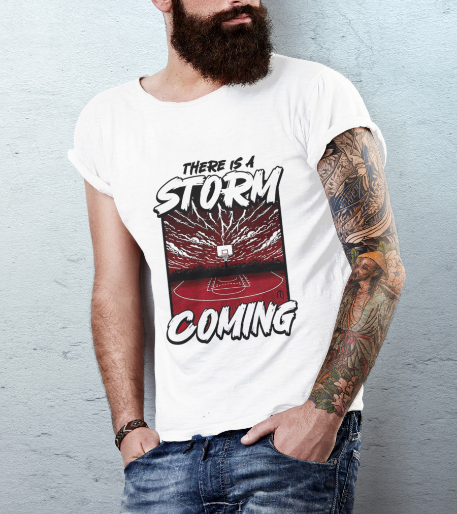 There Is A Storm Coming Basketball Court Thunderstorm Sky T-Shirt