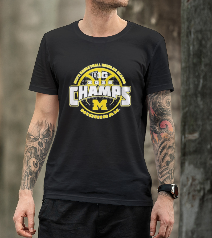 Men's Basketball Regular Season Big 2026 Champs Michigan M T-Shirt