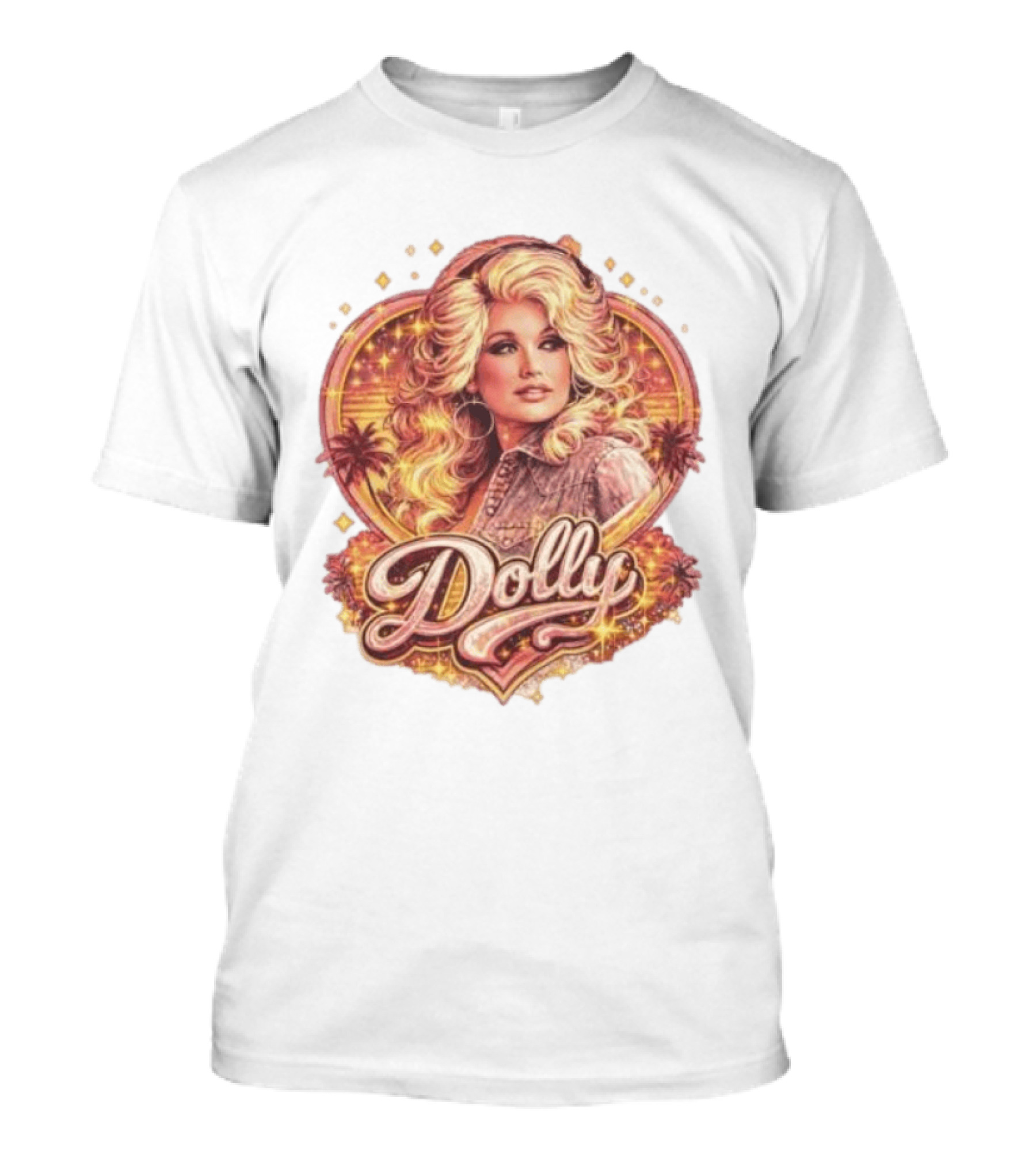 Dolly Parton Retro Vintage Style With Heart And Palm Trees T-Shirt