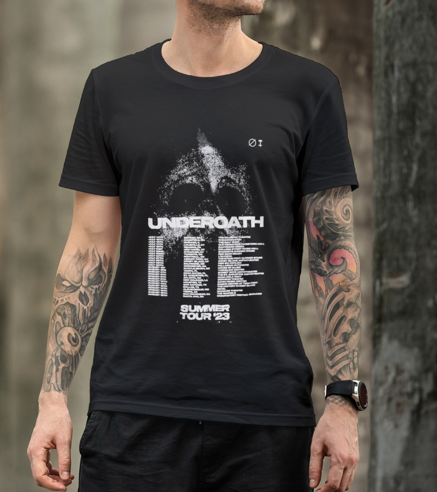 Underoath Summer Tour 2023 Skull With Flame And Spine T-Shirt