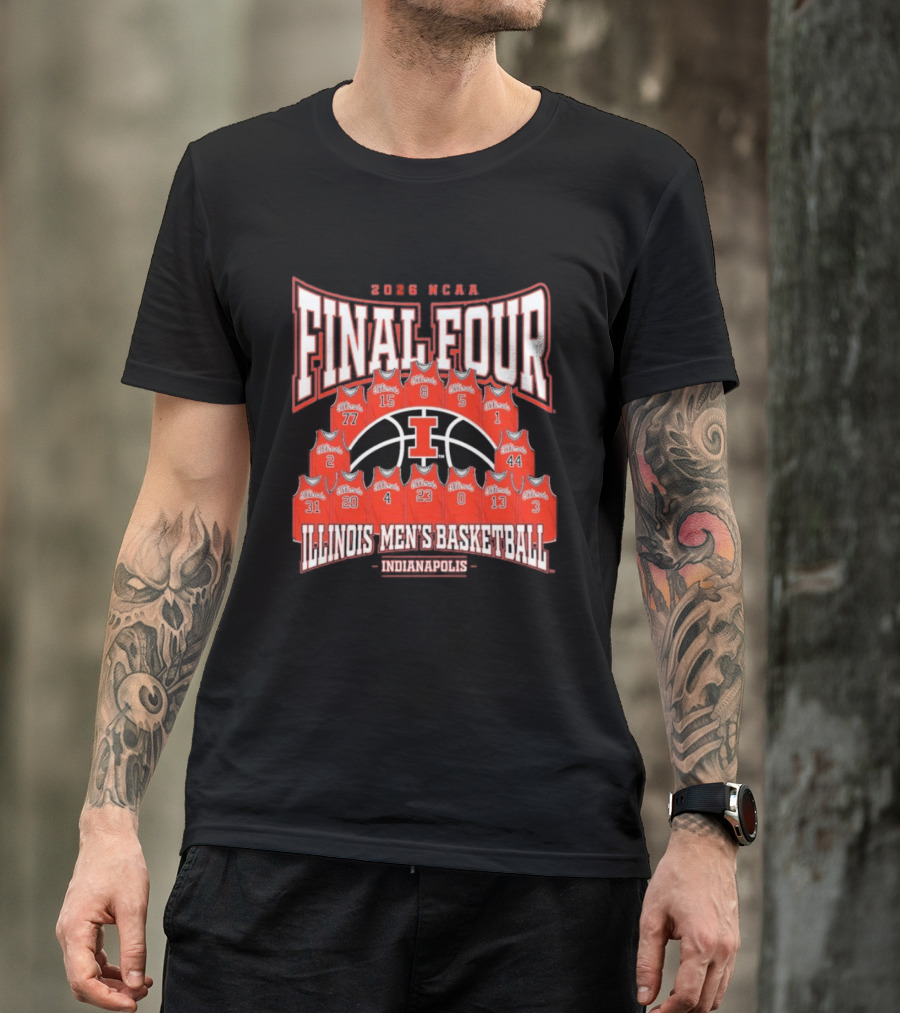 2026 NCAA Final Four Illinois Men's Basketball Indianapolis Roster T-Shirt