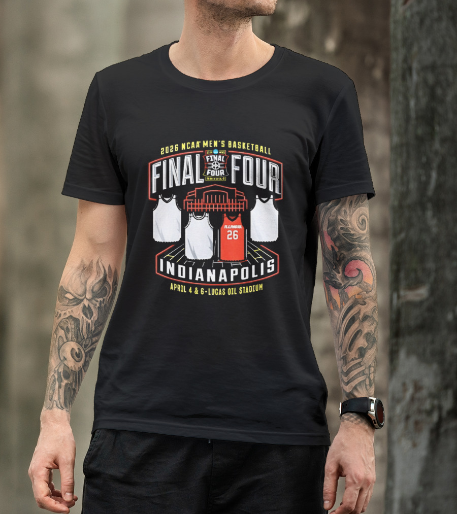 Illinois Fighting Illini NCAA Men's Basketball 2026 Final Four Indianapolis April 4 And 6 Lucas Oil Stadium T-Shirt
