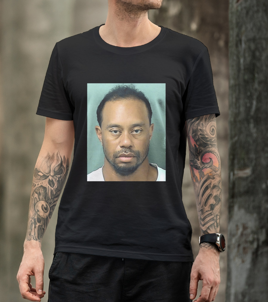 Tiger Woods Shot Palm Beach County Booking Photo T-Shirt
