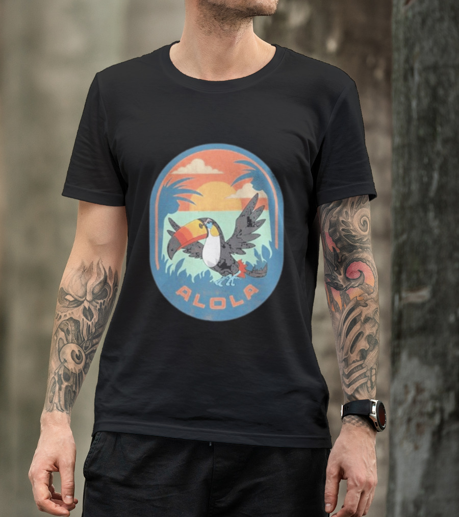 Alola Pokémon Toucan Tropical Sunset Scene T-Shirt