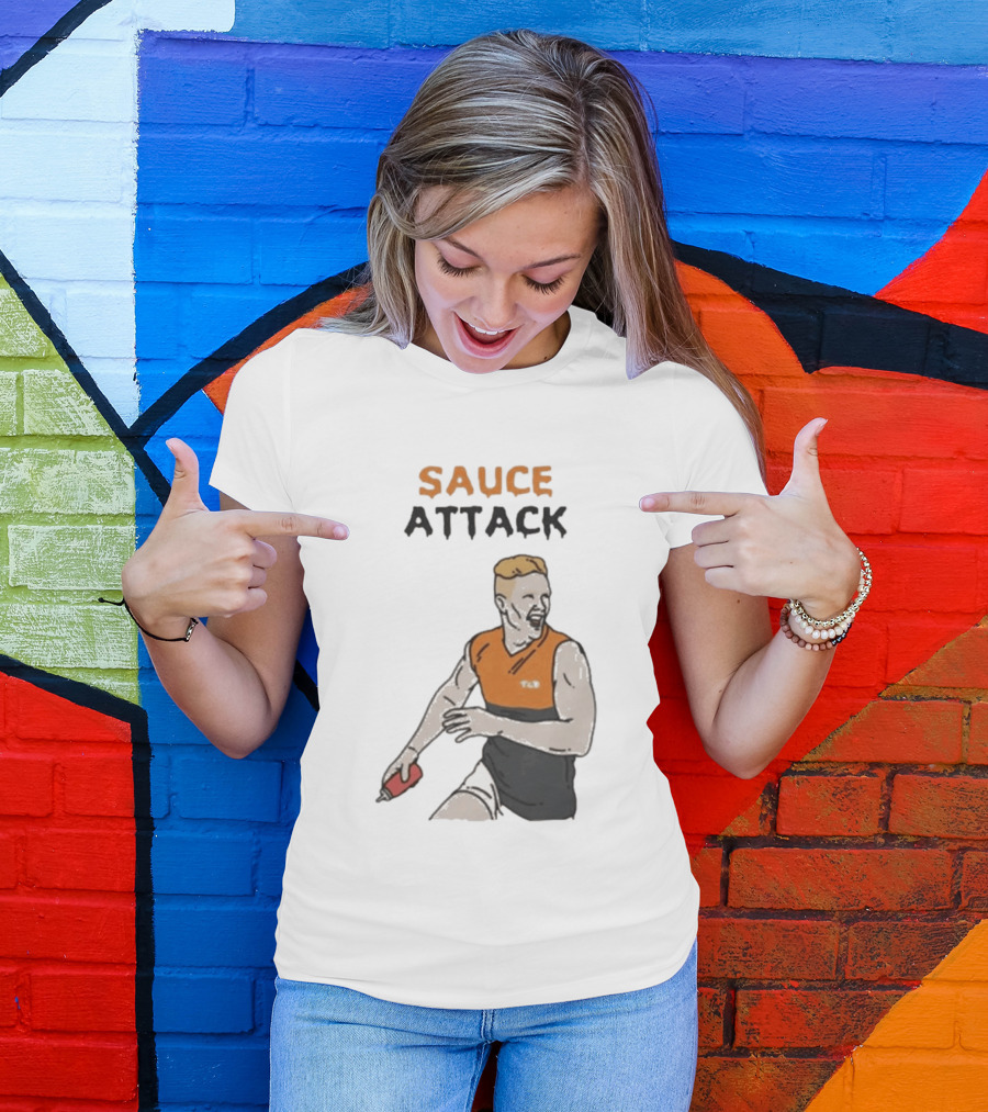 Sauce Attack Giants Edition Australian Rules Football Fan T-Shirt