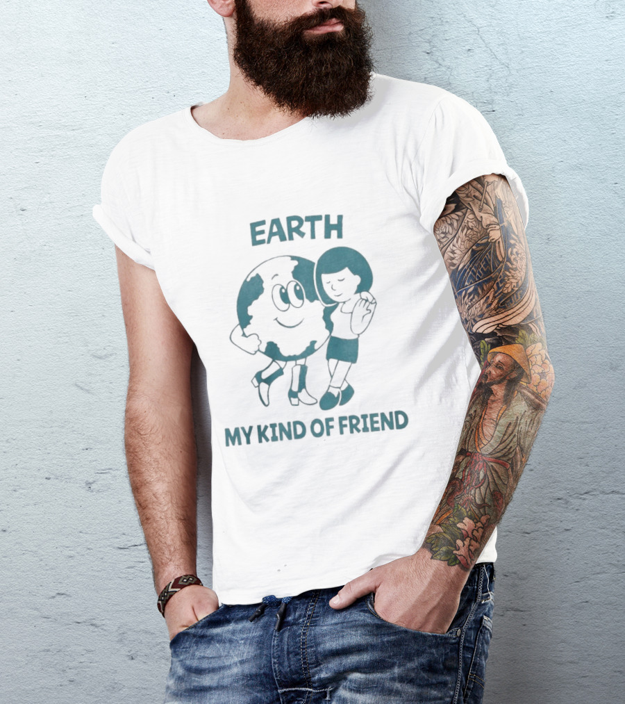 Earth My Kind Of Friend Cartoon Character And Girl Hugging T-Shirt
