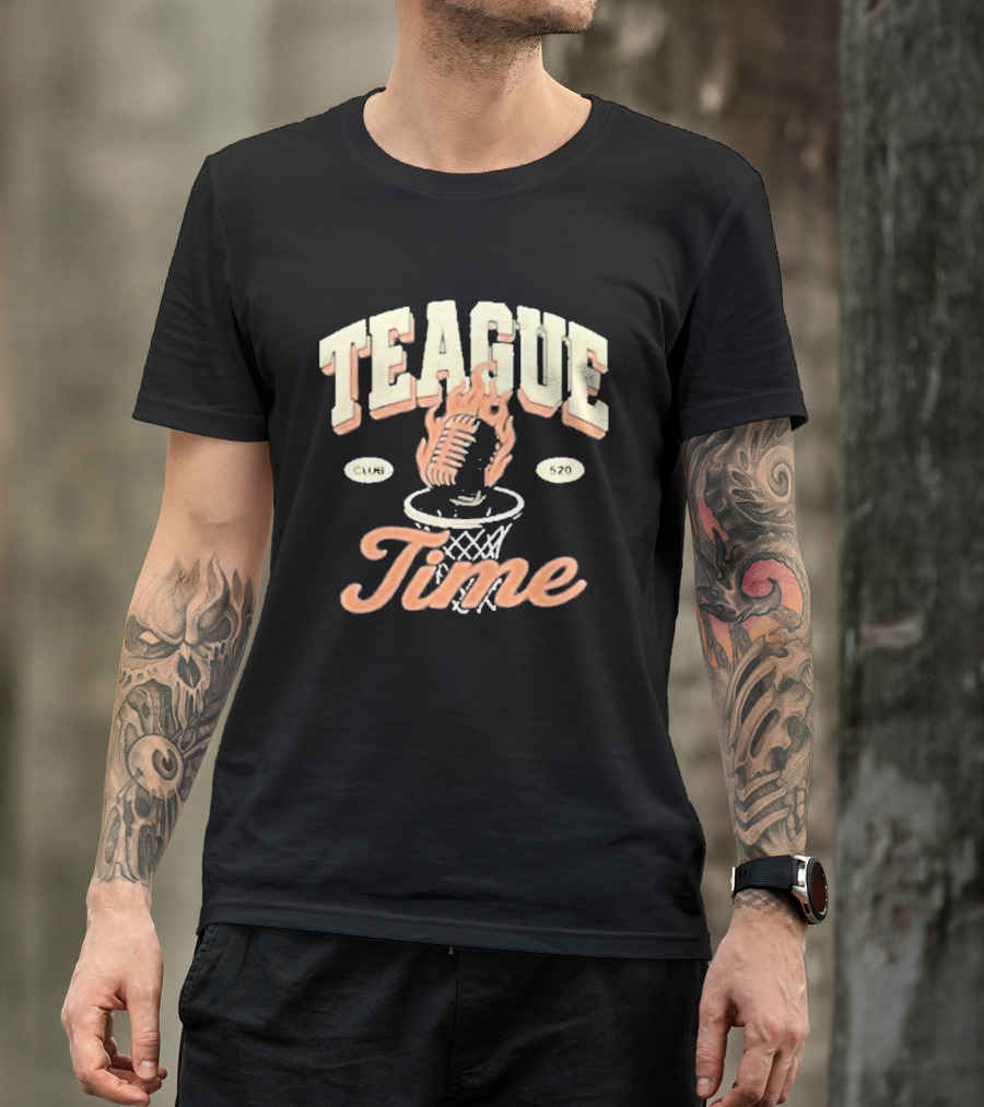 Teague Time Basketball Flaming Ball Hoop Club 520 T-Shirt
