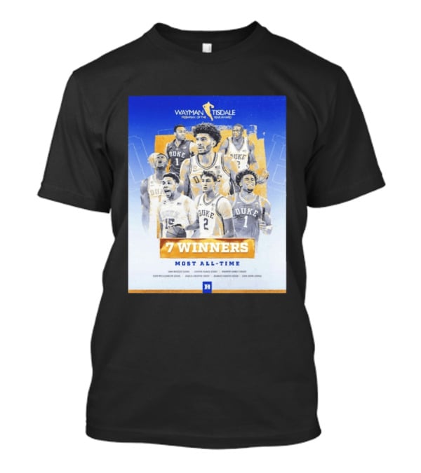 Wayman Tisdale Freshman Of The Year Award Duke Blue Devils 7 Winners Most All Time T-Shirt