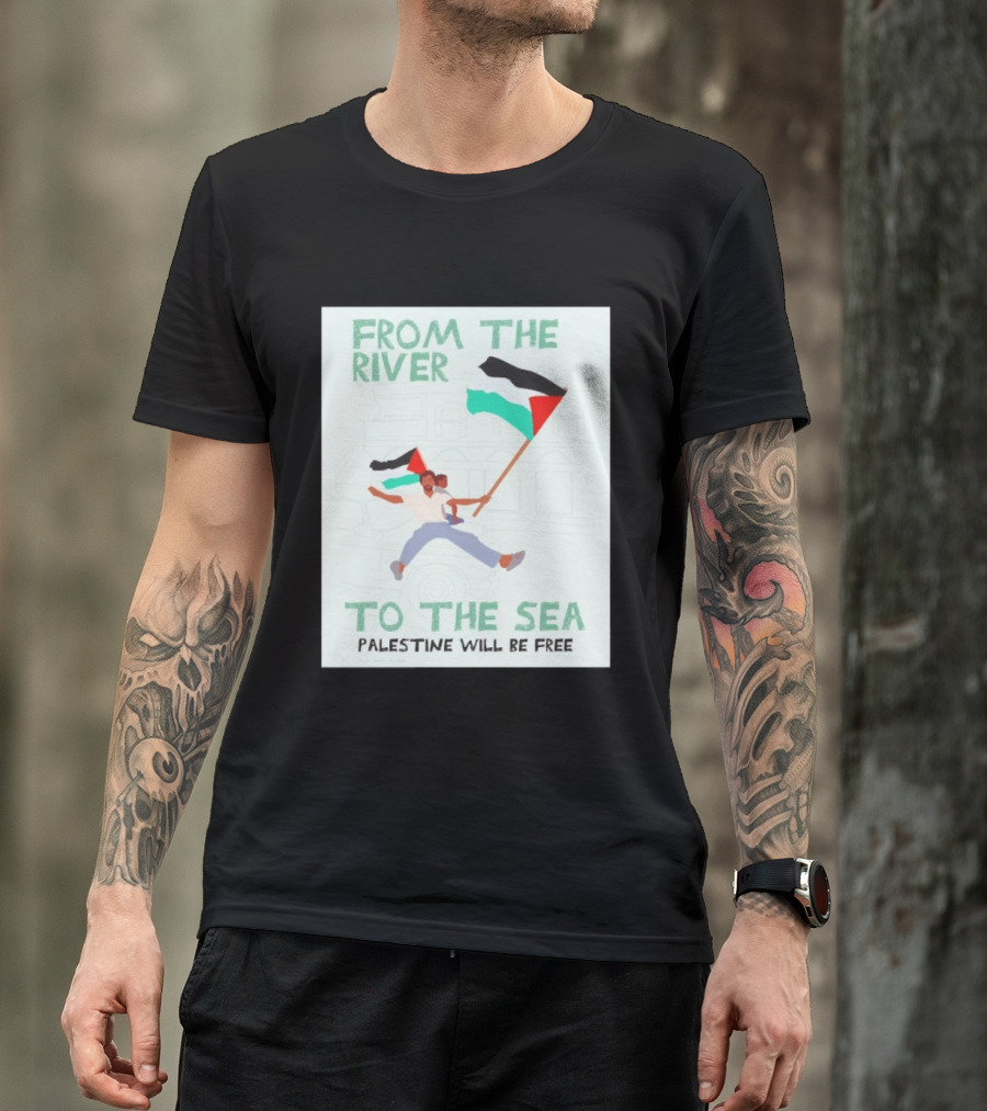 From The River To The Sea Palestine Will Be Free Flag Person Holding Child T-Shirt